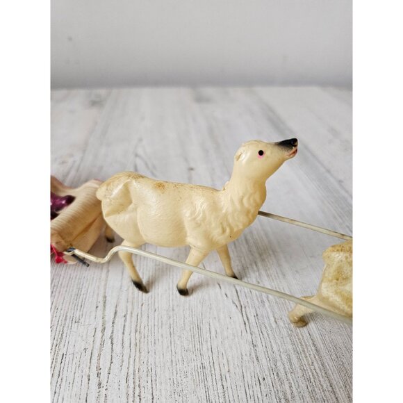 Antique Japan celluloid Santa reindeer plastic as is display sleigh - Picture 3 of 13